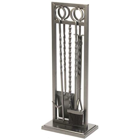 PANACEA 15094 Antique Iron Modern Twist Style Fireplace Tool Set - 5 Piece 178762